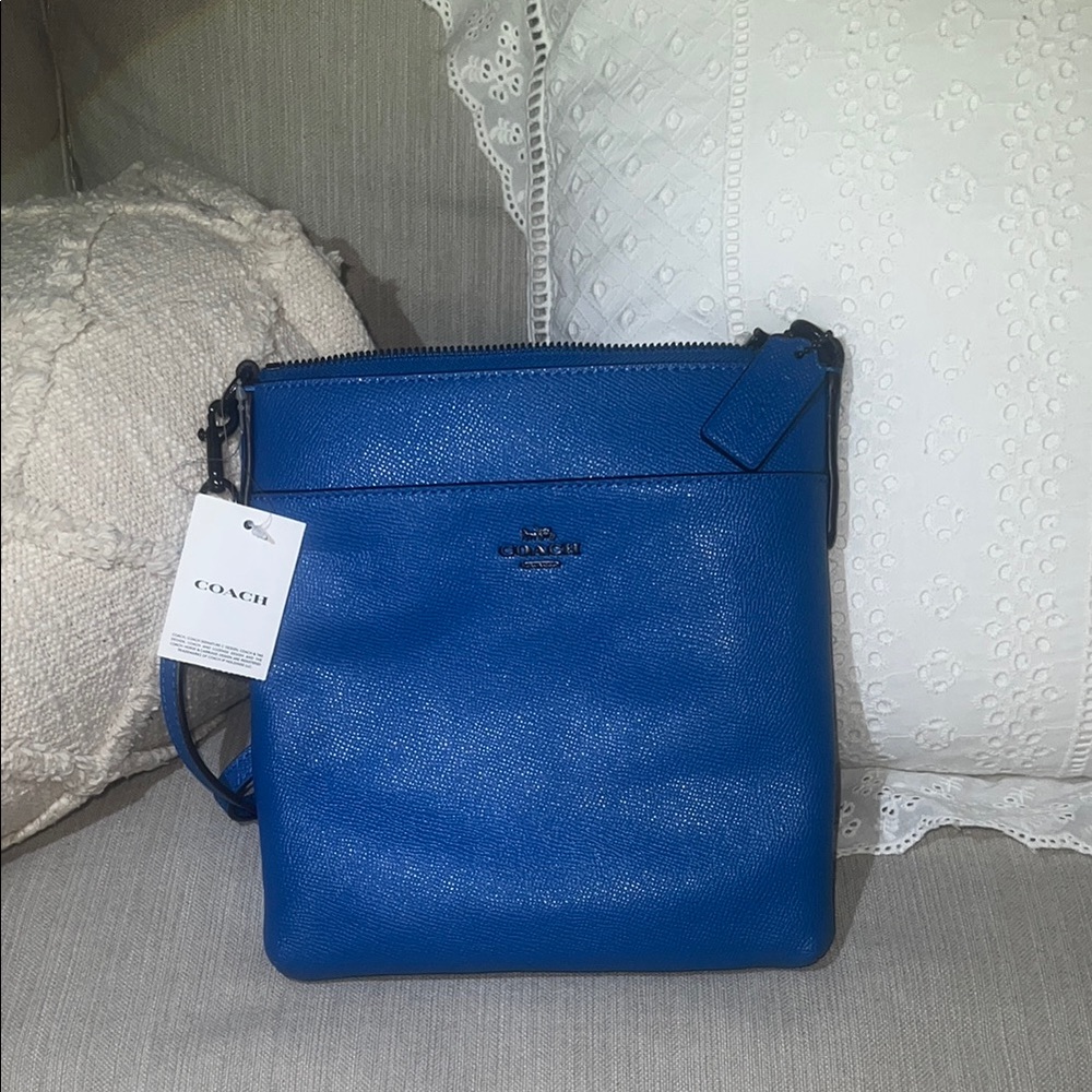 Coach NWT Royal Vivid Blue Leather Crossbody Bag